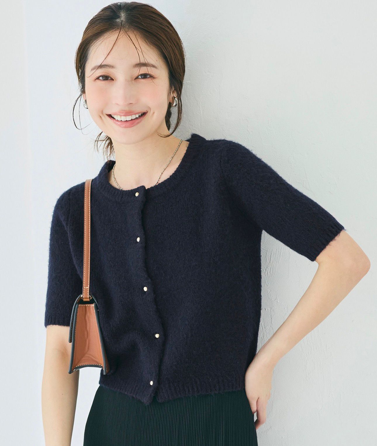 【預購】JN122401 Coca 金色紐帶短袖針織開襟外套