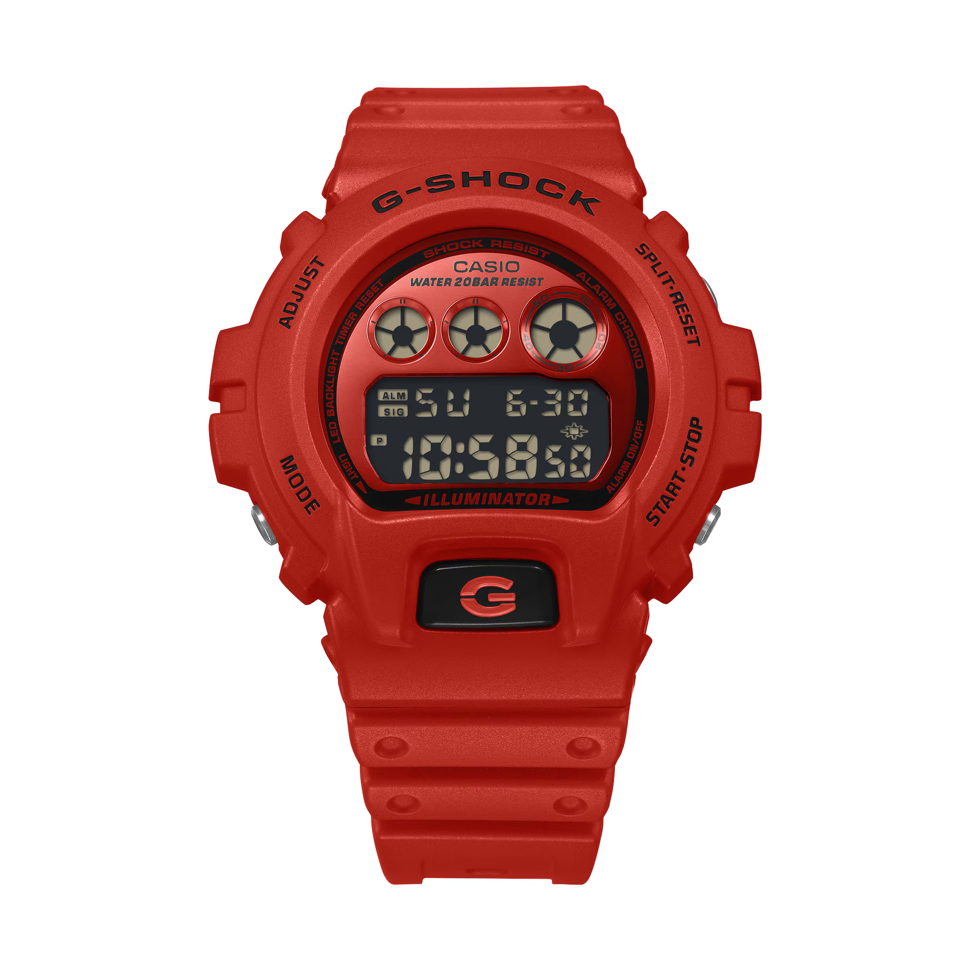 萬年鐘錶 - G-SHOCK  鮮豔色彩防震運動電子錶 DW-6900RRB-4 錶徑 : 50mm