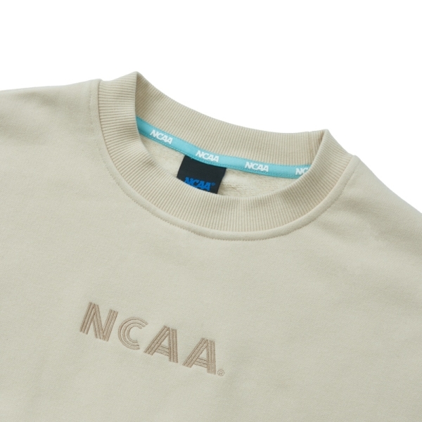 NCAA 大學T 淺卡其 刺繡LOGO 落肩刷毛 短版 長袖 女 7452100231