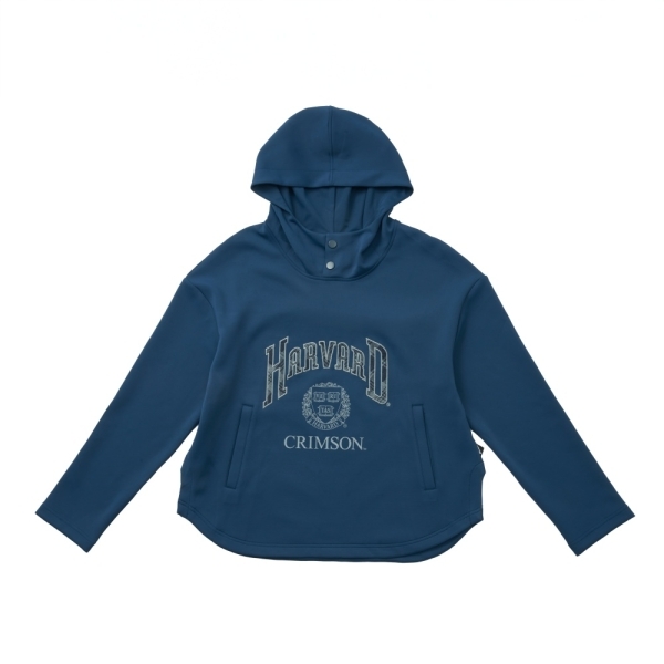 NCAA 帽T 深藍 寬版 口袋 高領 長袖 女 7452105080