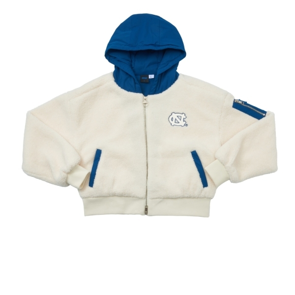 NCAA 外套 白藍 落肩 羊羔毛 短版外套 女 7452140200