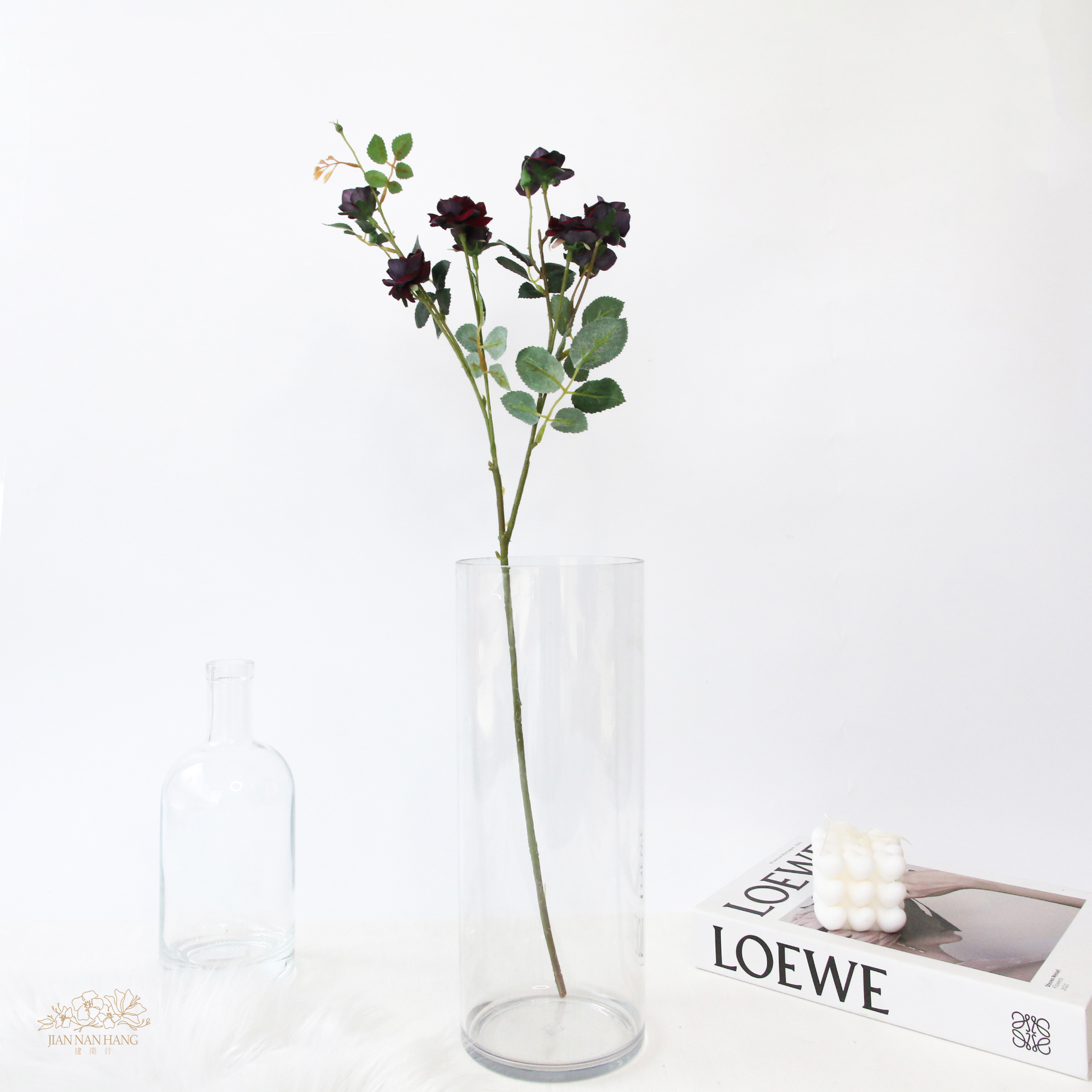 人造花 絲絨玫瑰 暗紅