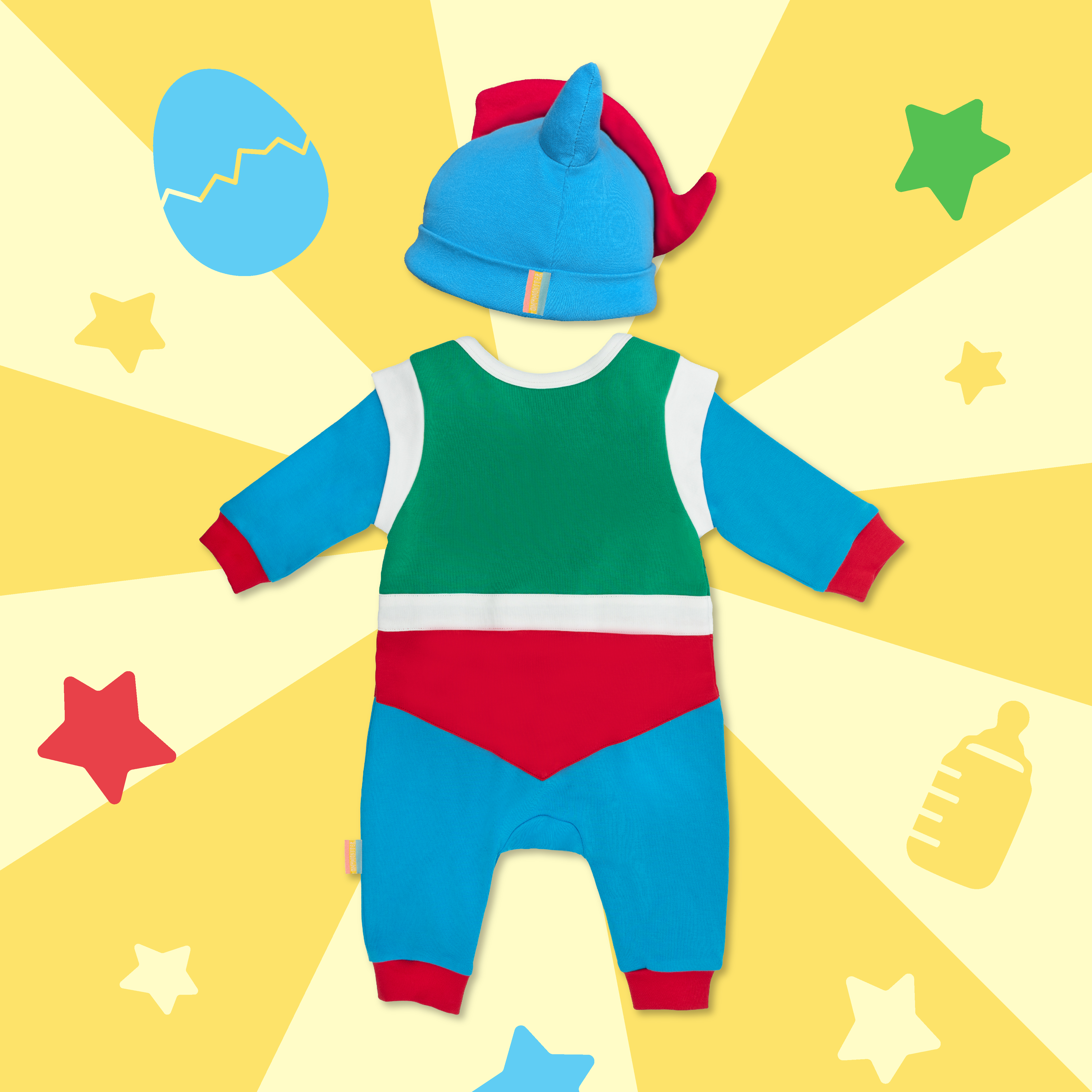 動感寶寶長袖連身衣連帽