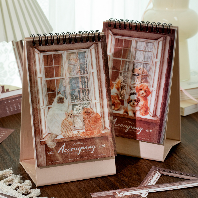 Yanji 2026 Cute Pet Die-Cut Desk Calendar