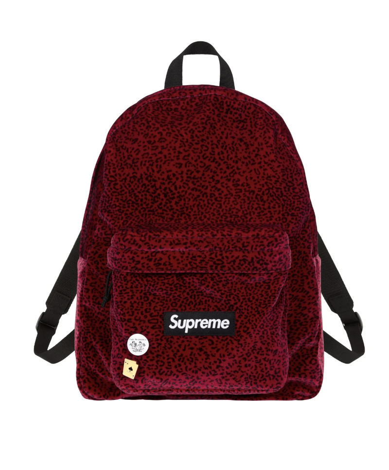 Supreme FW25 Velvet Backpack | (Black / Red / Gold)