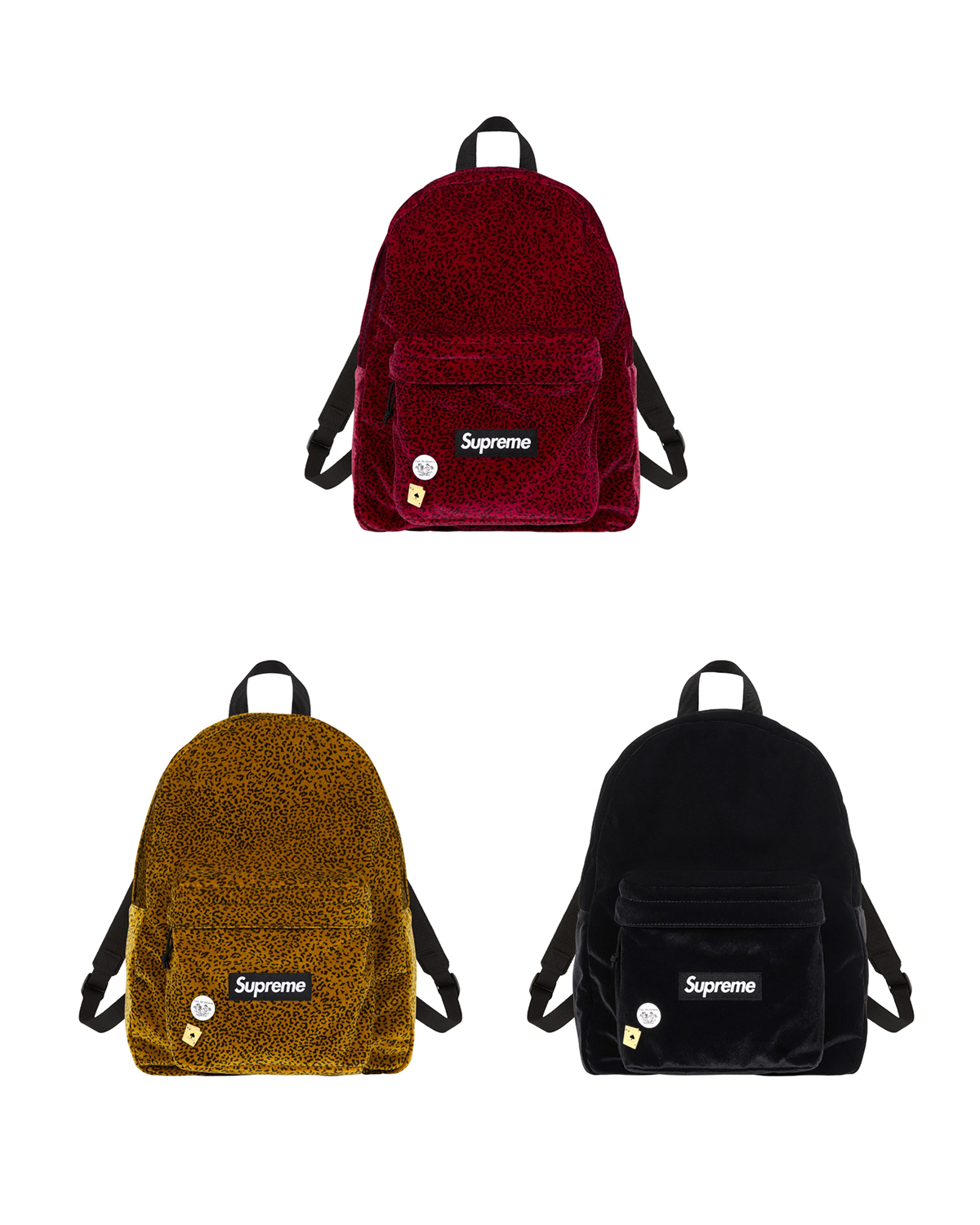 [Instock] Supreme FW25 Velvet Backpack | (Black / Red / Gold)