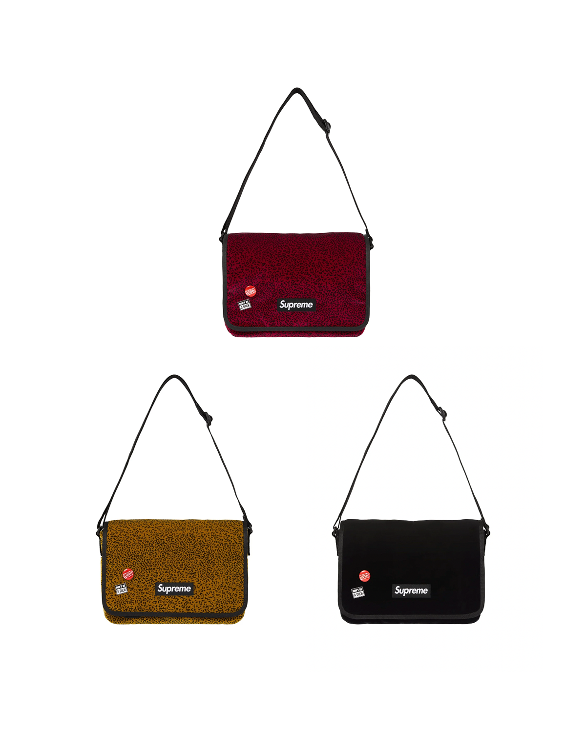 [Instock] Supreme FW25 Velvet Small Messenger Bag| (Black / Red / Gold)