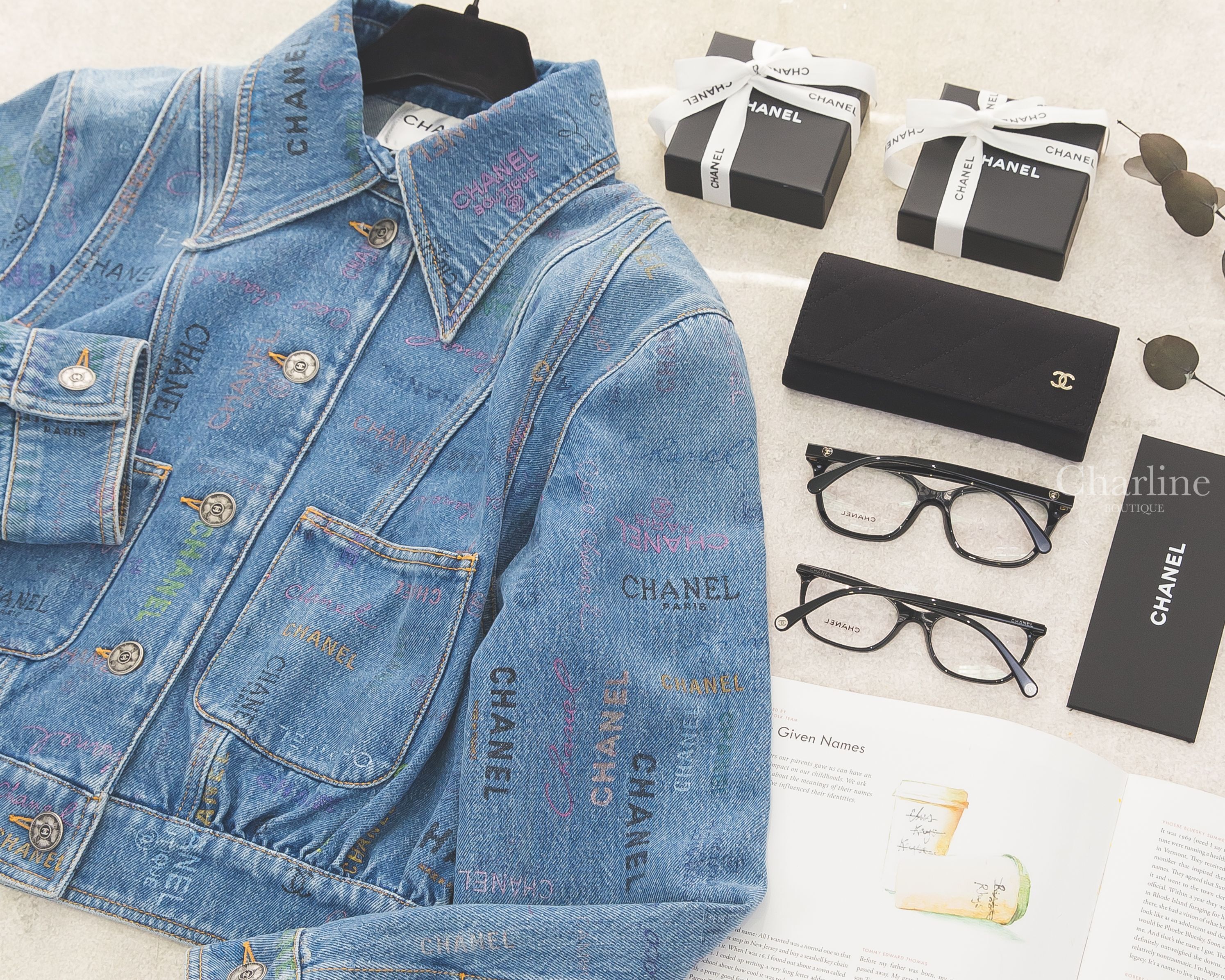 Chanel Rectangle Eyeglasses 黑色方框側邊銀色 Logo 鏡腳透明圓型CC平光眼鏡,Chanel Rectangle Eyeglasses 黑色方框側邊愛心CC平光眼鏡-Charline Boutique 精品代購