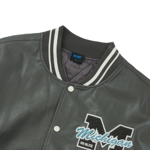 NCAA 外套 灰白 皮質 落肩 棒球外套 中性 7455144210