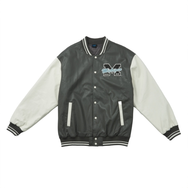 NCAA 外套 灰白 皮質 落肩 棒球外套 中性 7455144210