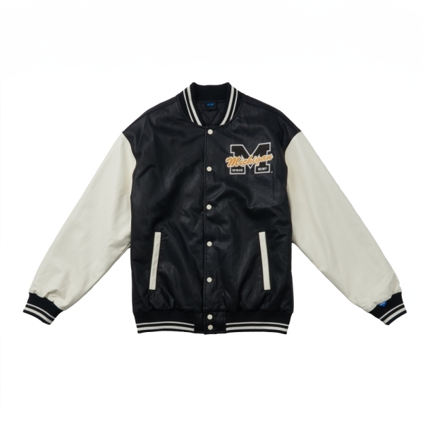 NCAA 外套 黑白 皮質 落肩 棒球外套 中性 7455144220