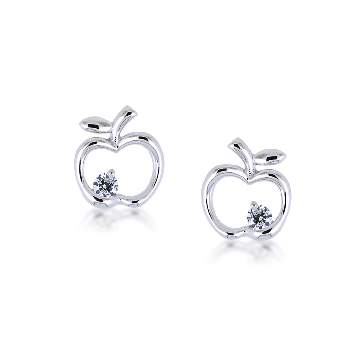 925純銀「Apple」晶鑽耳環-ADSNE0048