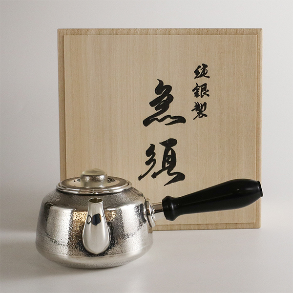 【大淵銀器】末廣形 雅色 橫手純銀急須0.26L
