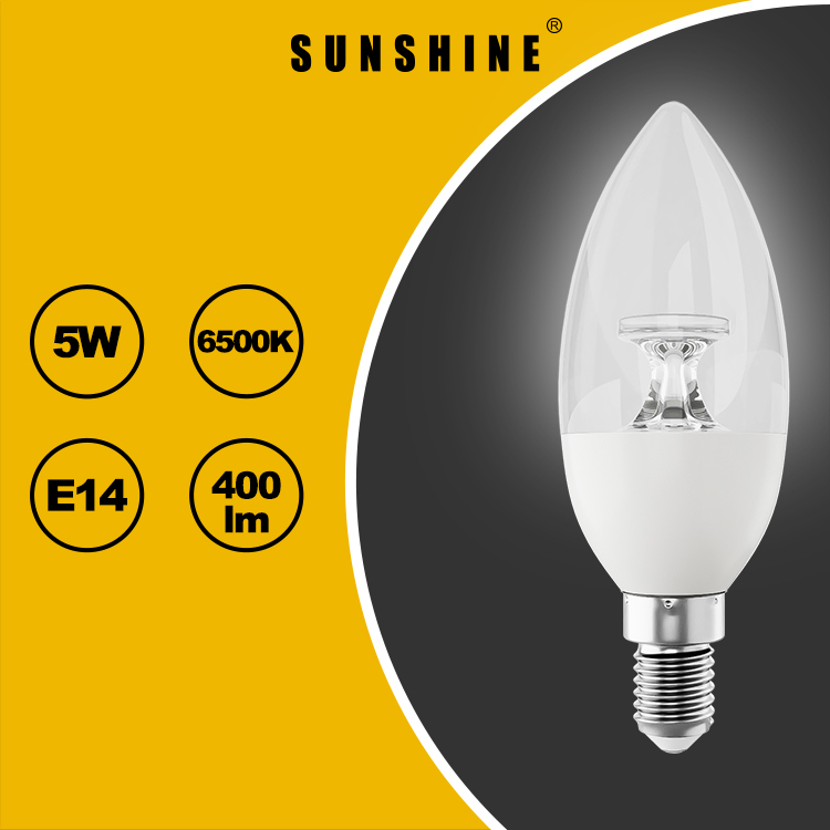 LED椒膽(導光柱蠟燭燈膽) 5W E14細螺頭 白光6500K / 黃光3000K LCANH-5E14D/W