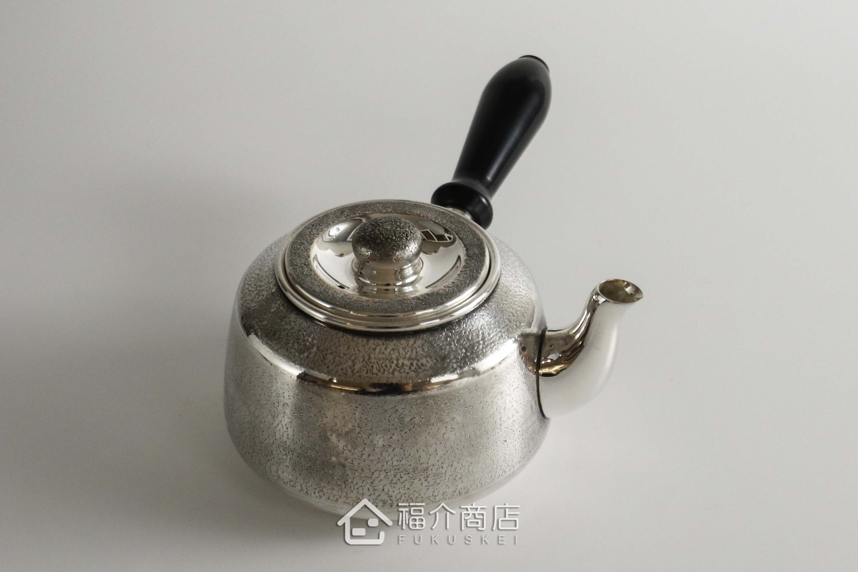 福介商店｜【大淵銀器】末廣形雅色橫手純銀急須0.26L