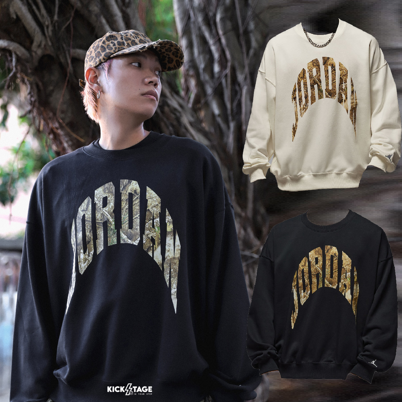 男款 聯名款 REALTREE x NIKE JORDAN REALTREE TEE 落葉 黑 米白 喬丹 印花 長袖 長T 大學T【IM6305】ABshorts