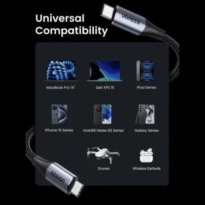 Ugreen USB-C 3.1 GEN2 5A 快速充電線 - 1米_US355-80150