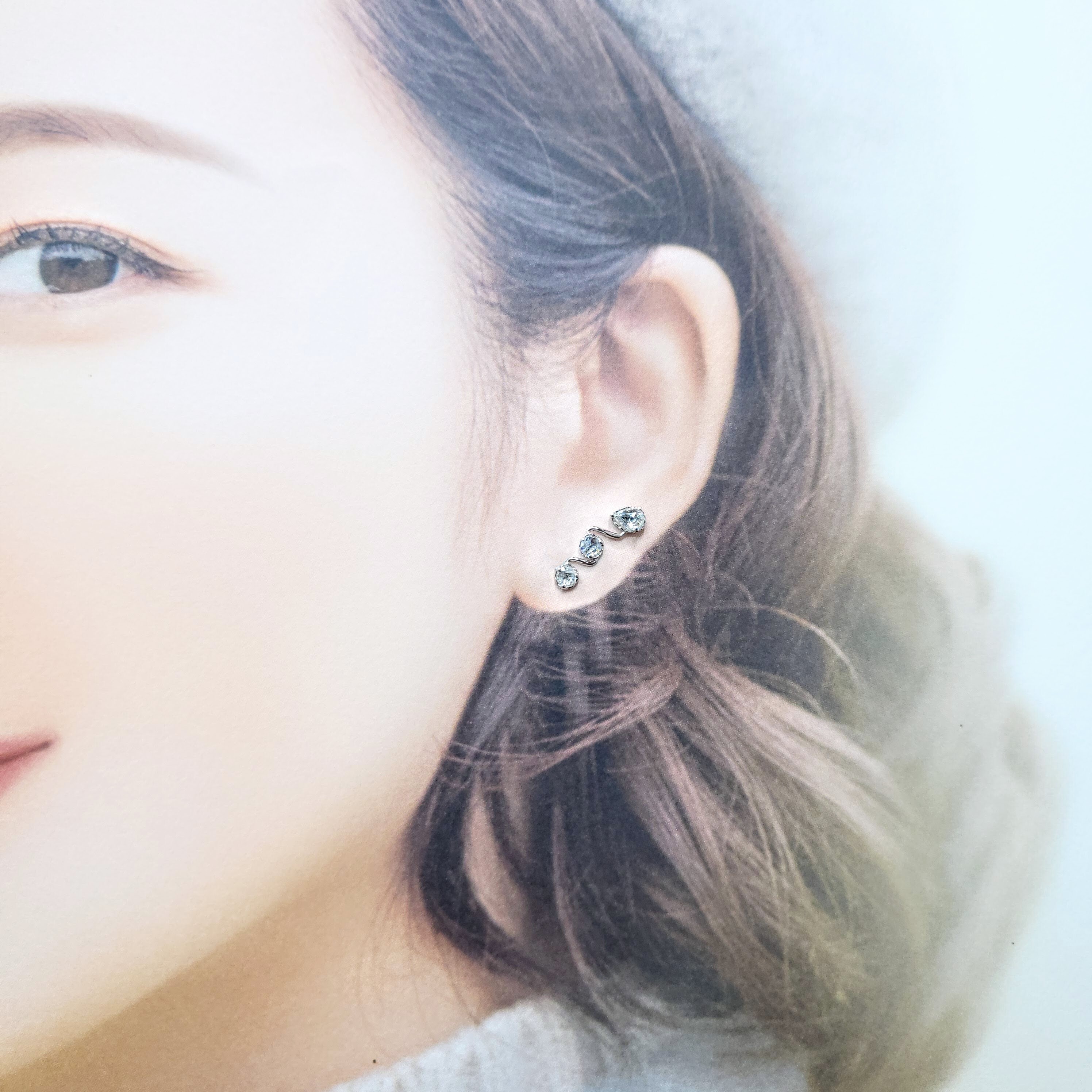 全新18K白金39份鑽石單耳環