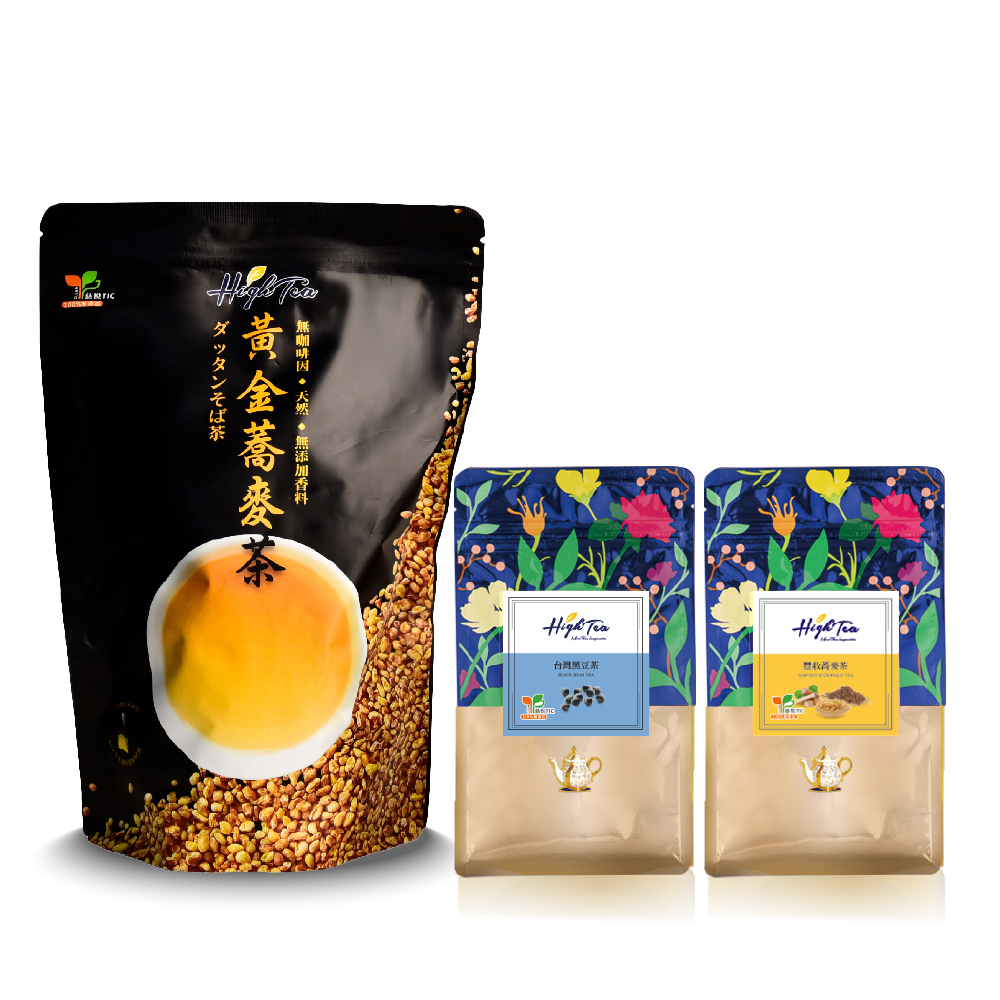 【元氣三寶】黃金蕎麥茶8gx50入/袋+台灣黑豆茶10gx12入/袋+豐收蕎麥茶6gx12入/袋