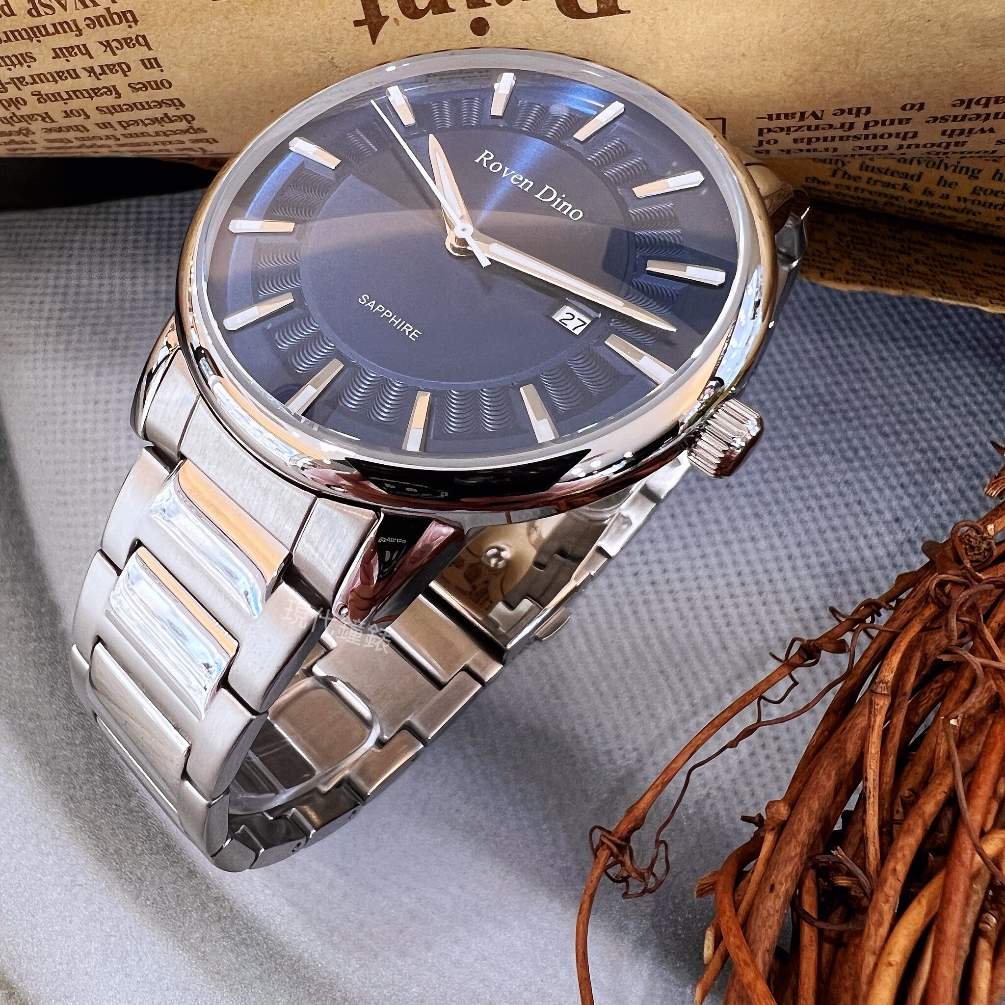 【Roven Dino羅梵迪諾】精緻波紋時尚腕錶RD6119S-BU 42mm/30mm 現代鐘錶