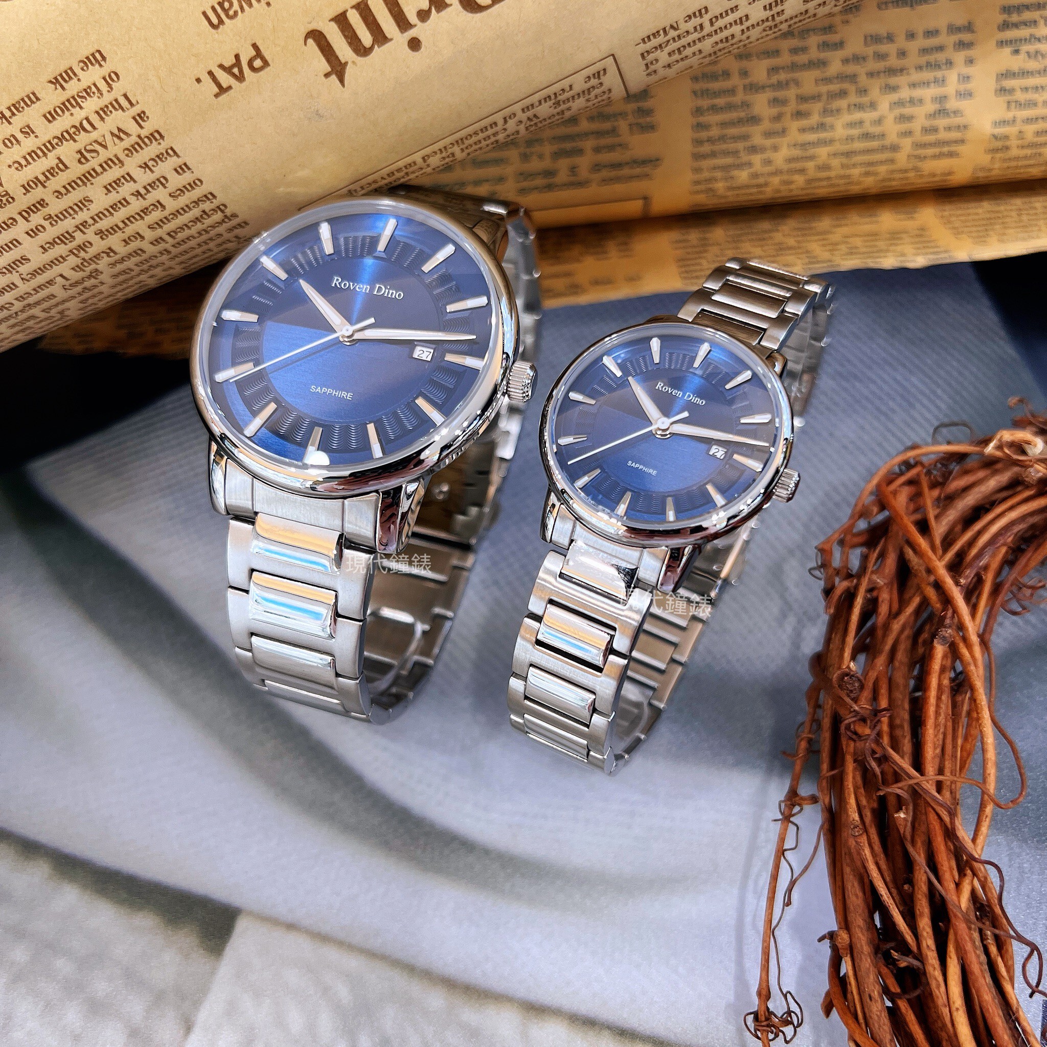 【Roven Dino羅梵迪諾】精緻波紋時尚腕錶RD6119S-BU 42mm/30mm 現代鐘錶