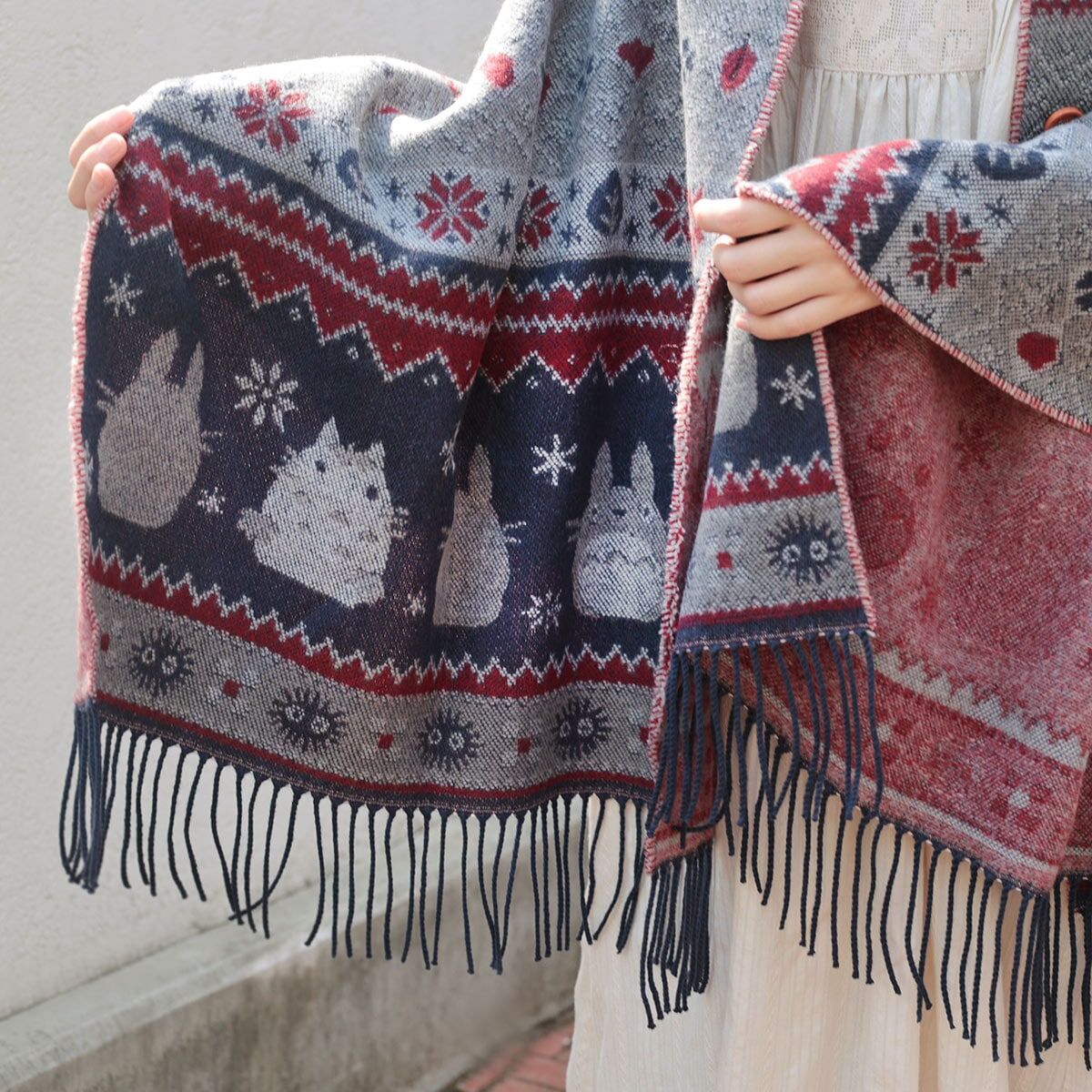 披肩圍巾 龍貓 雪花