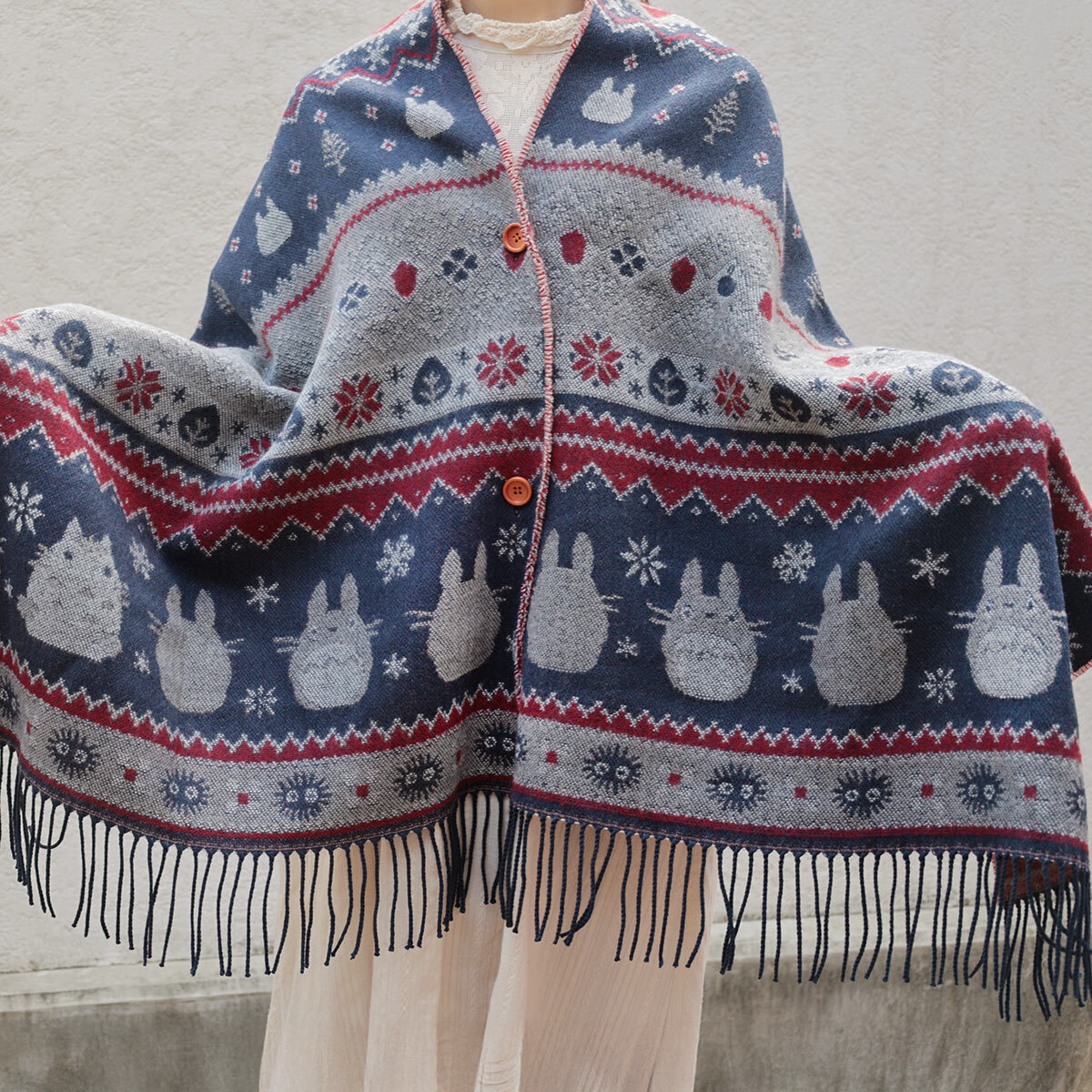 披肩圍巾 龍貓 雪花