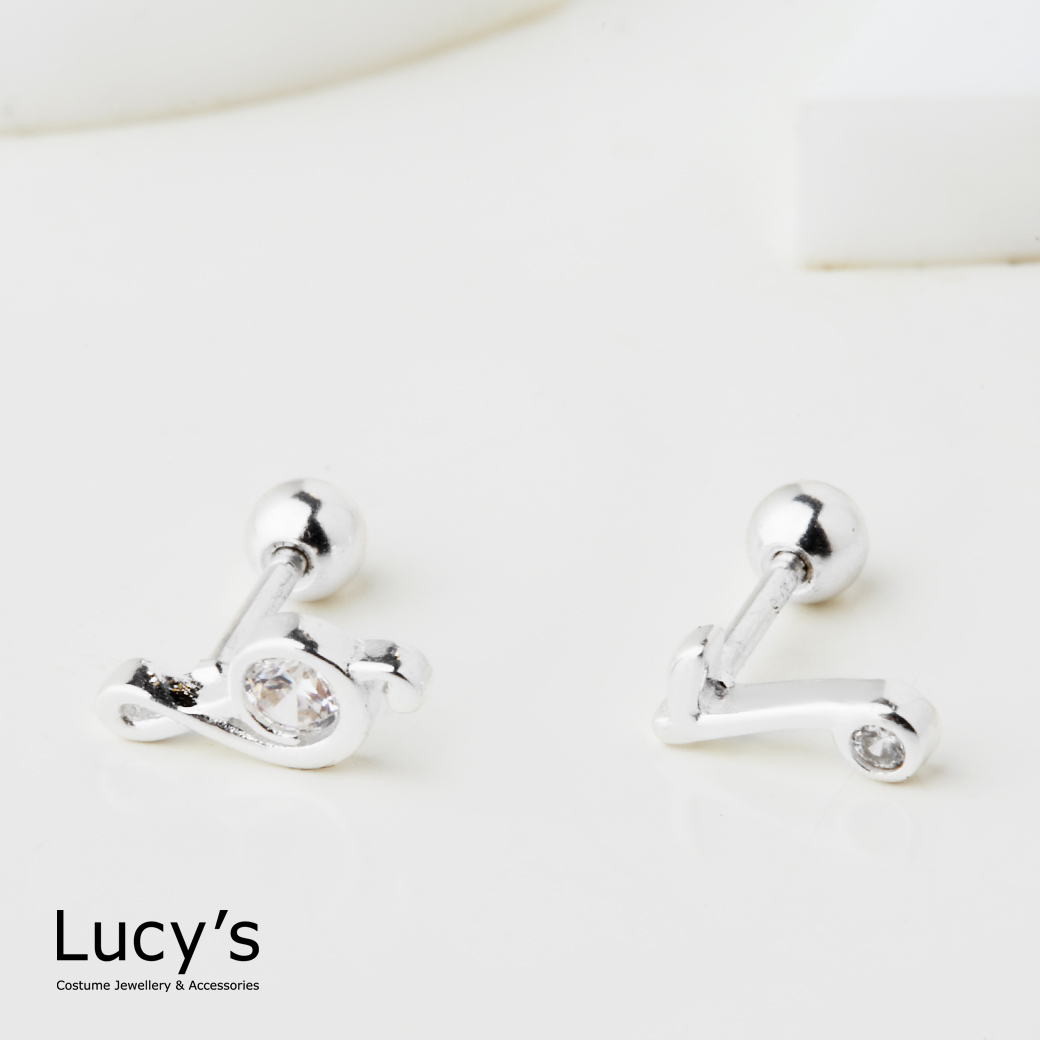 925純銀 音符 轉珠耳環 (123241)