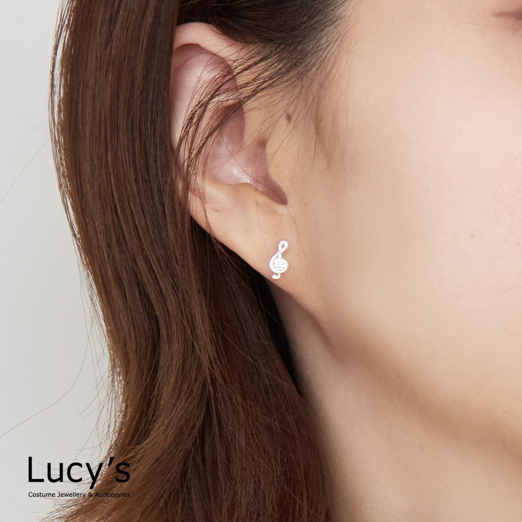 925純銀 音符 轉珠耳環 (123241)