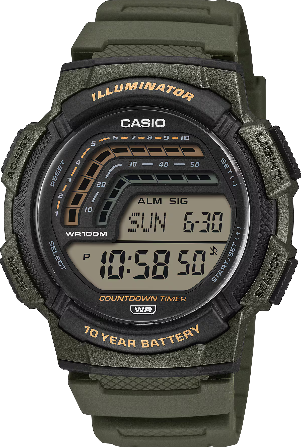 萬年鐘錶 - 卡西歐  CASIO  大顯示幕多功能數位顯示電子錶  WS-1800-3A 錶徑 45MM