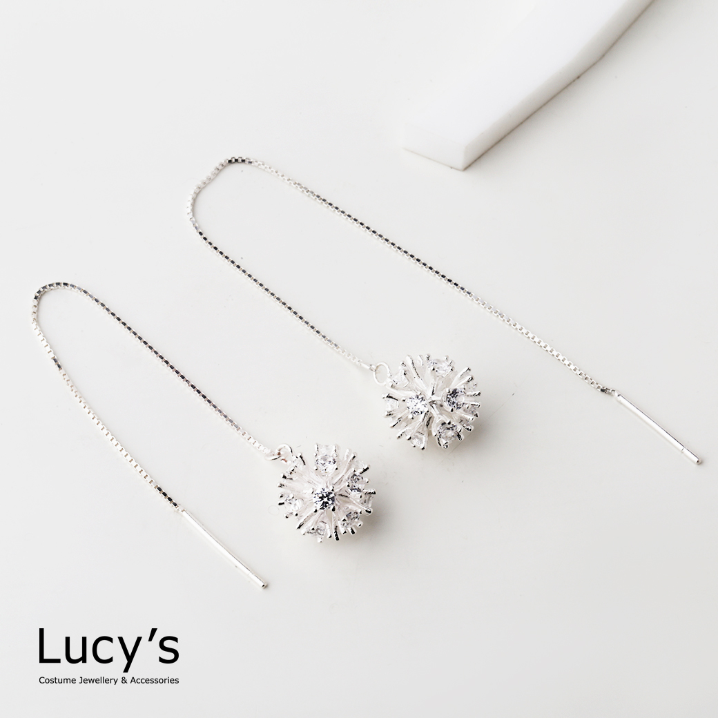 925純銀 晶透彩球 耳線耳環 (74601)