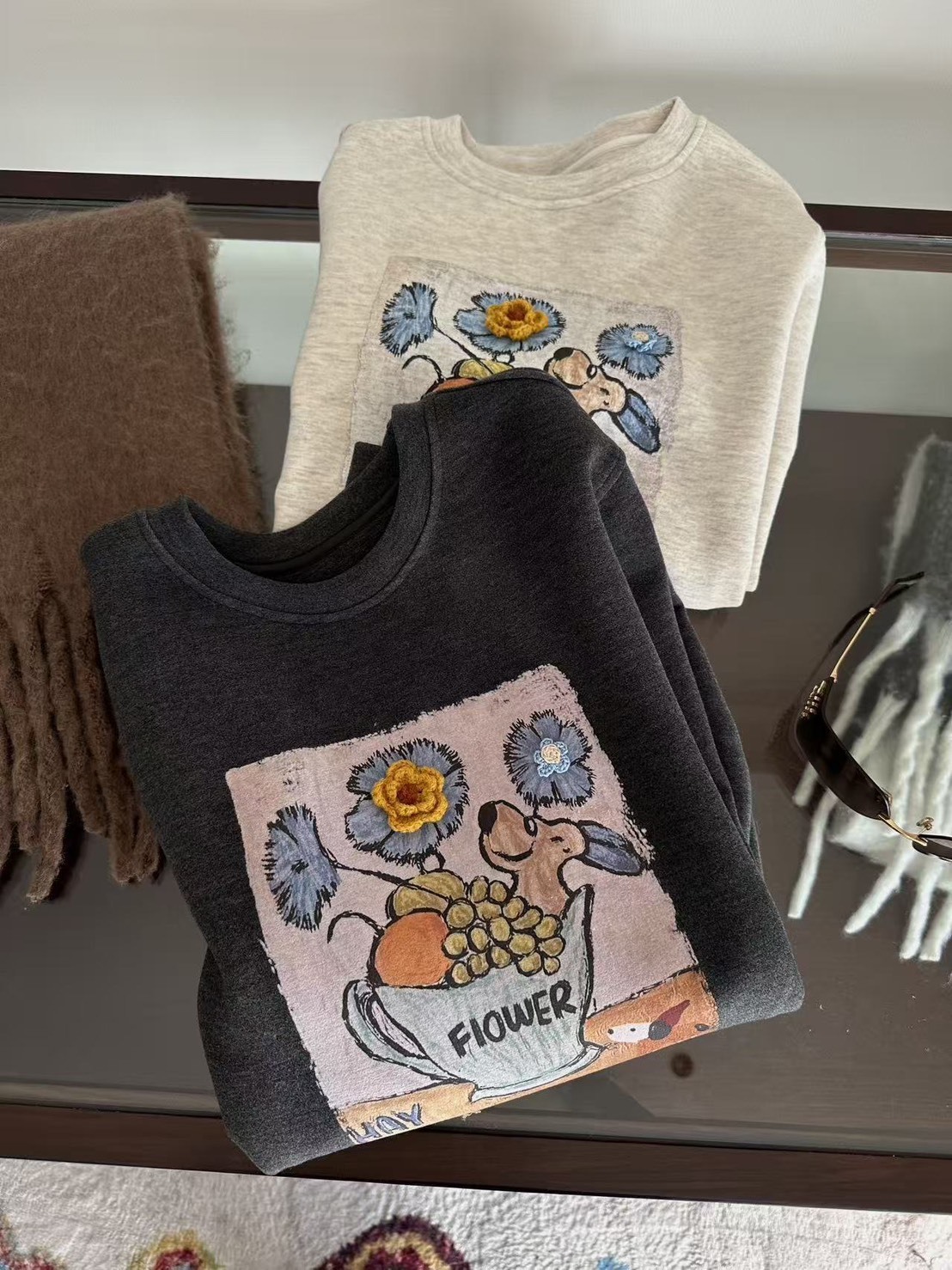 設計款🐶傻氣狗狗笑花花🌼厚絨毛上衣