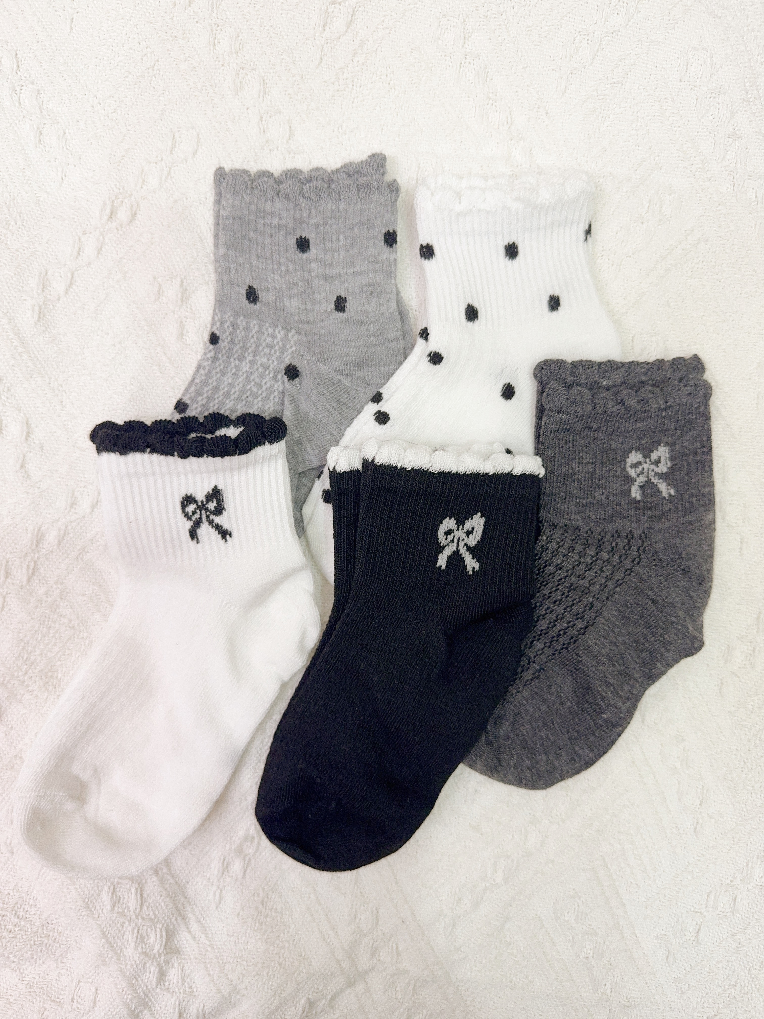 蝴蝶結點點襪5入