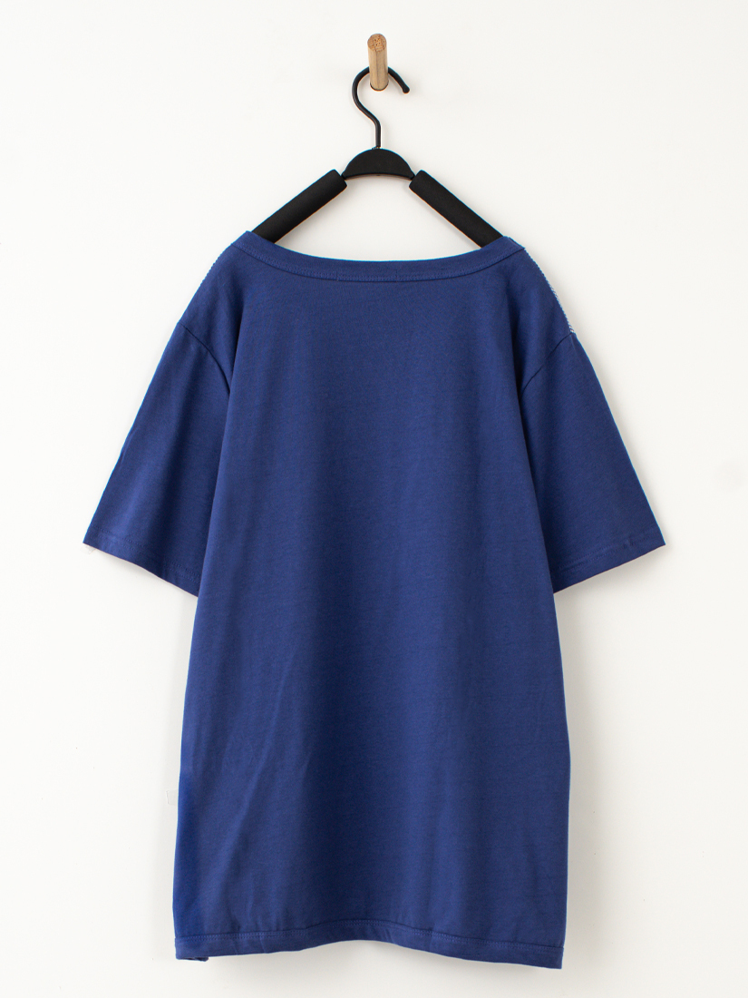 小黑貓精梳棉格紋拼接上衣