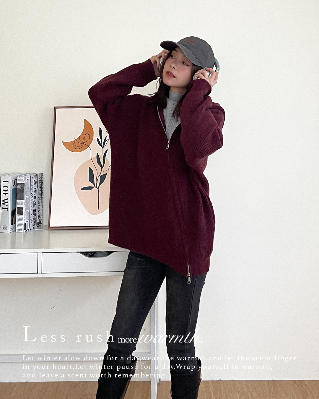 斜拉鍊造型毛衣