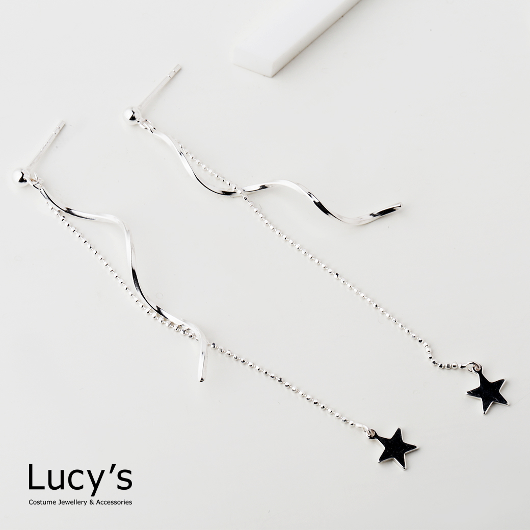 925純銀 流星曲線 耳環 (126653)