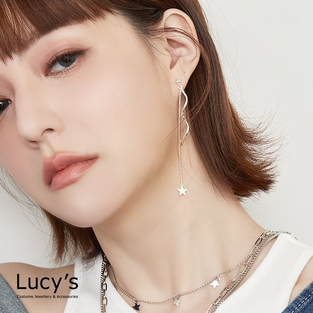 925純銀 流星曲線 耳環 (126653)