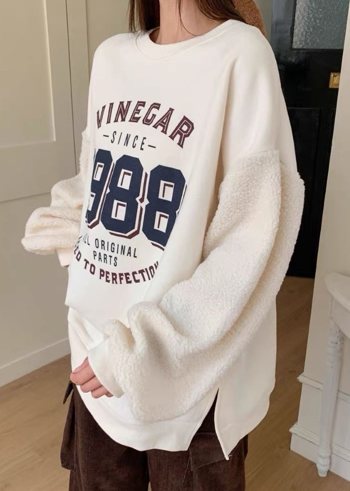 拼接QQ袖1988刷毛棉質衣