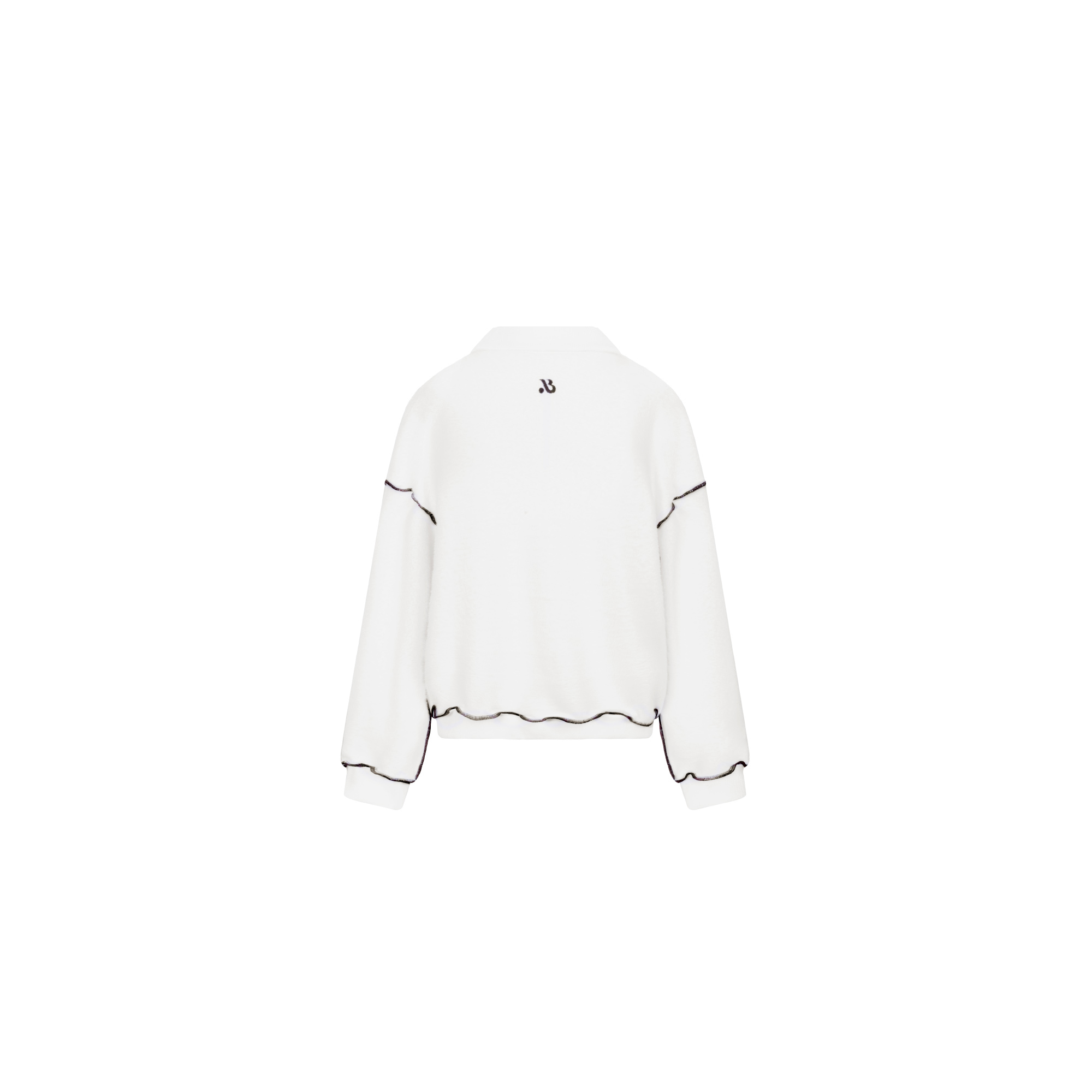 毛毛翻車線修身套裝 - 香草白