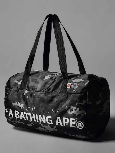 BAPE 黑迷彩猿人頭 字體Logo旅行包 托特包 雜誌附錄