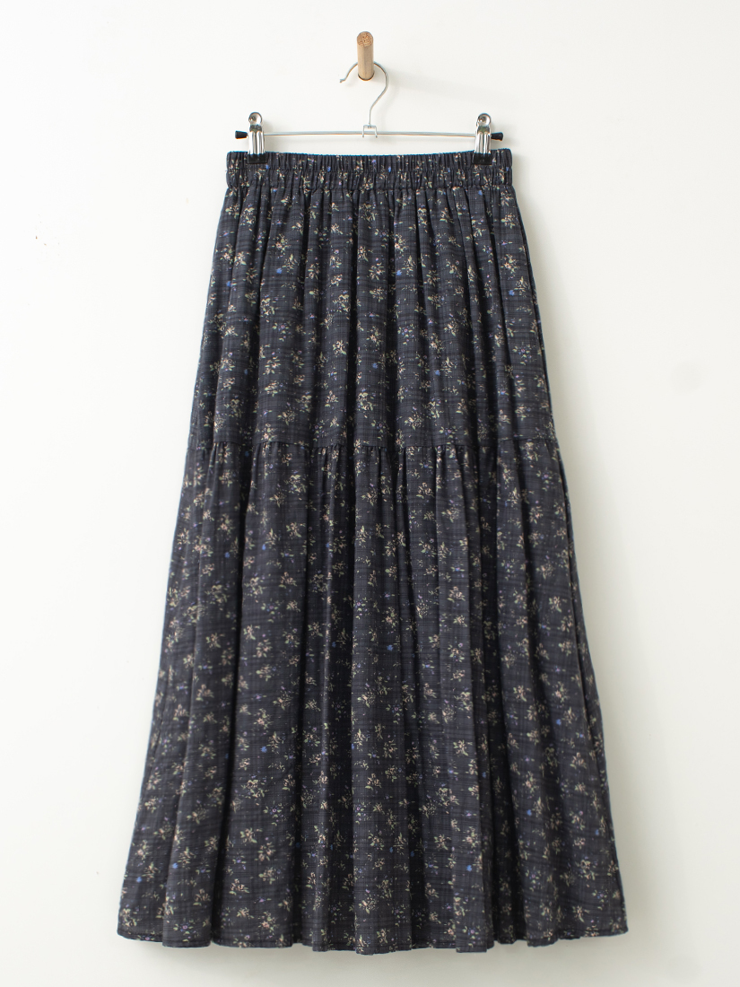 日系溫柔碎花棉織長裙