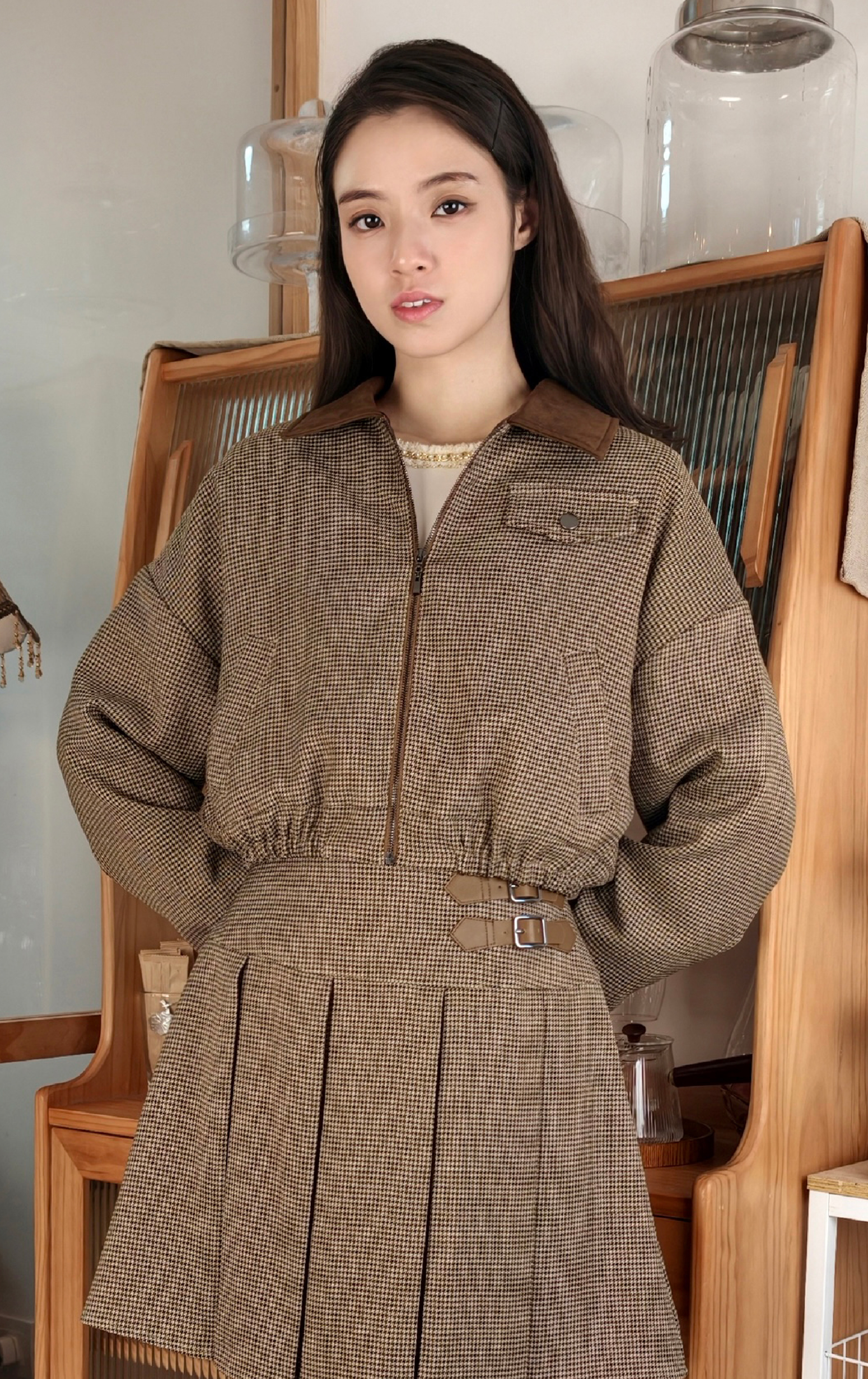 圓領拼布袖上衣 LT0843