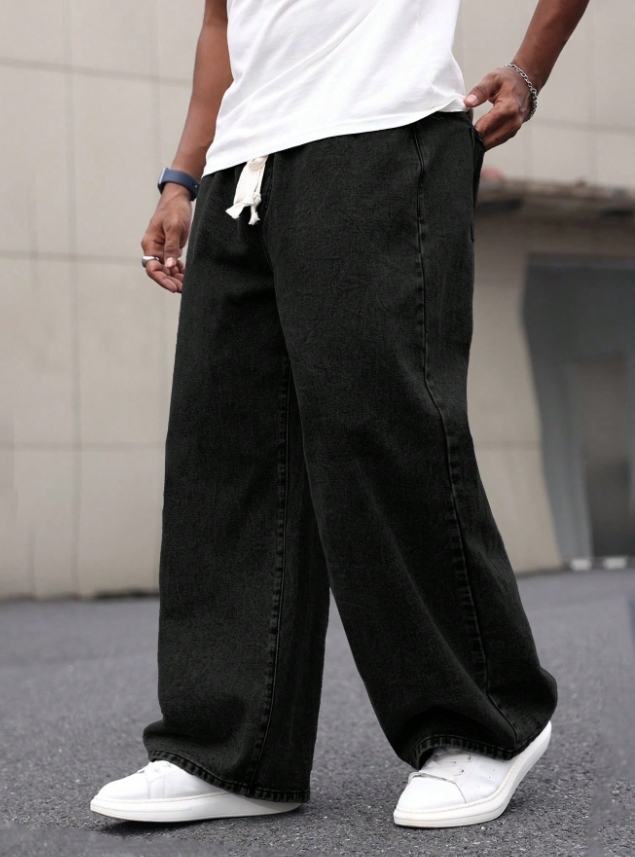 KADMAX大尺碼-棉質寬版高質感水洗褲款〈KSMS2718〉