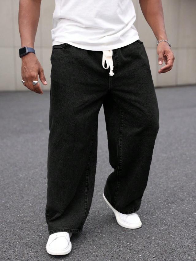 KADMAX大尺碼-棉質寬版高質感水洗褲款〈KSMS2718〉