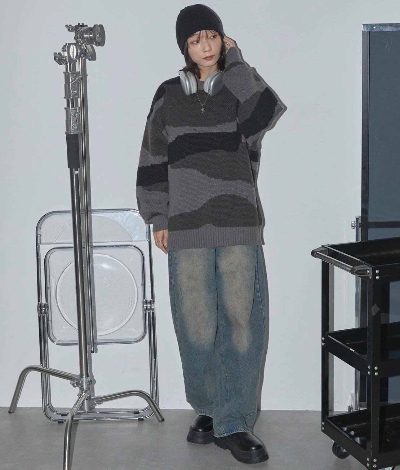 【預購】JN122404 Anchor Smith 迷彩提花針織上衣