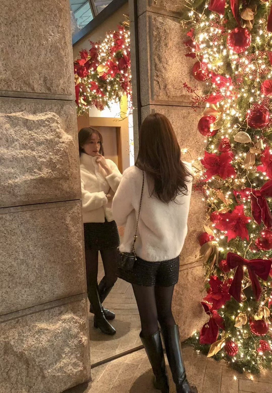 不對稱造型閃閃亮片A字短褲裙-S-Ｍ / 2色