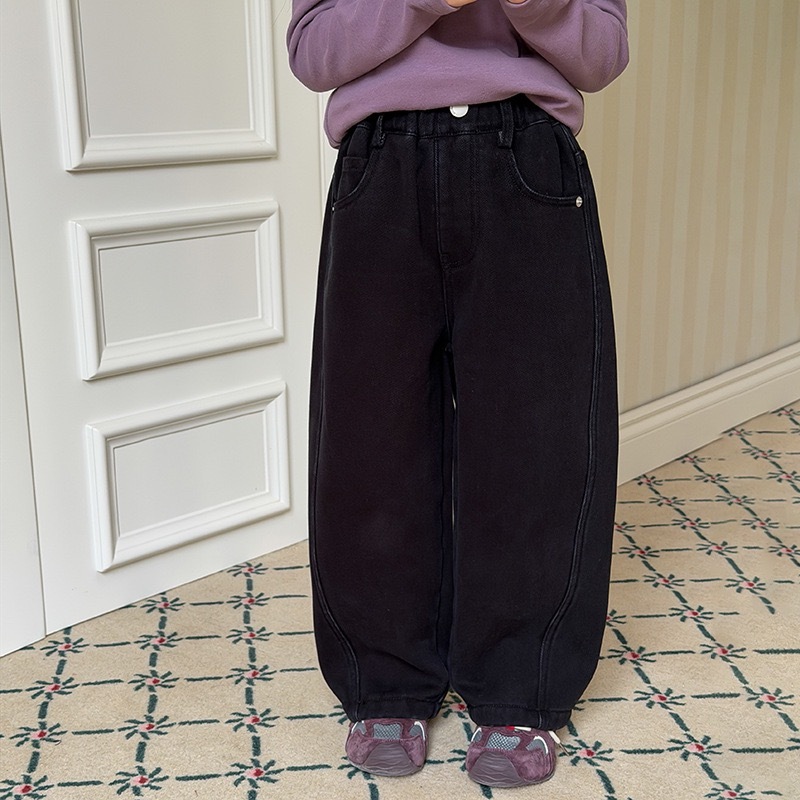 四色霧感水洗棉加絨休閒褲