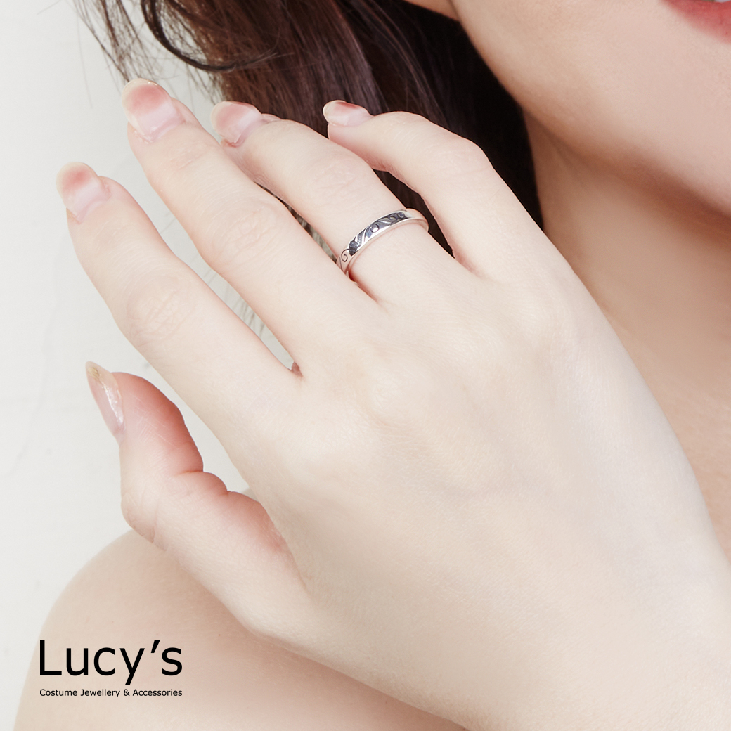 925純銀 愛心刻紋 尾戒 (126349)