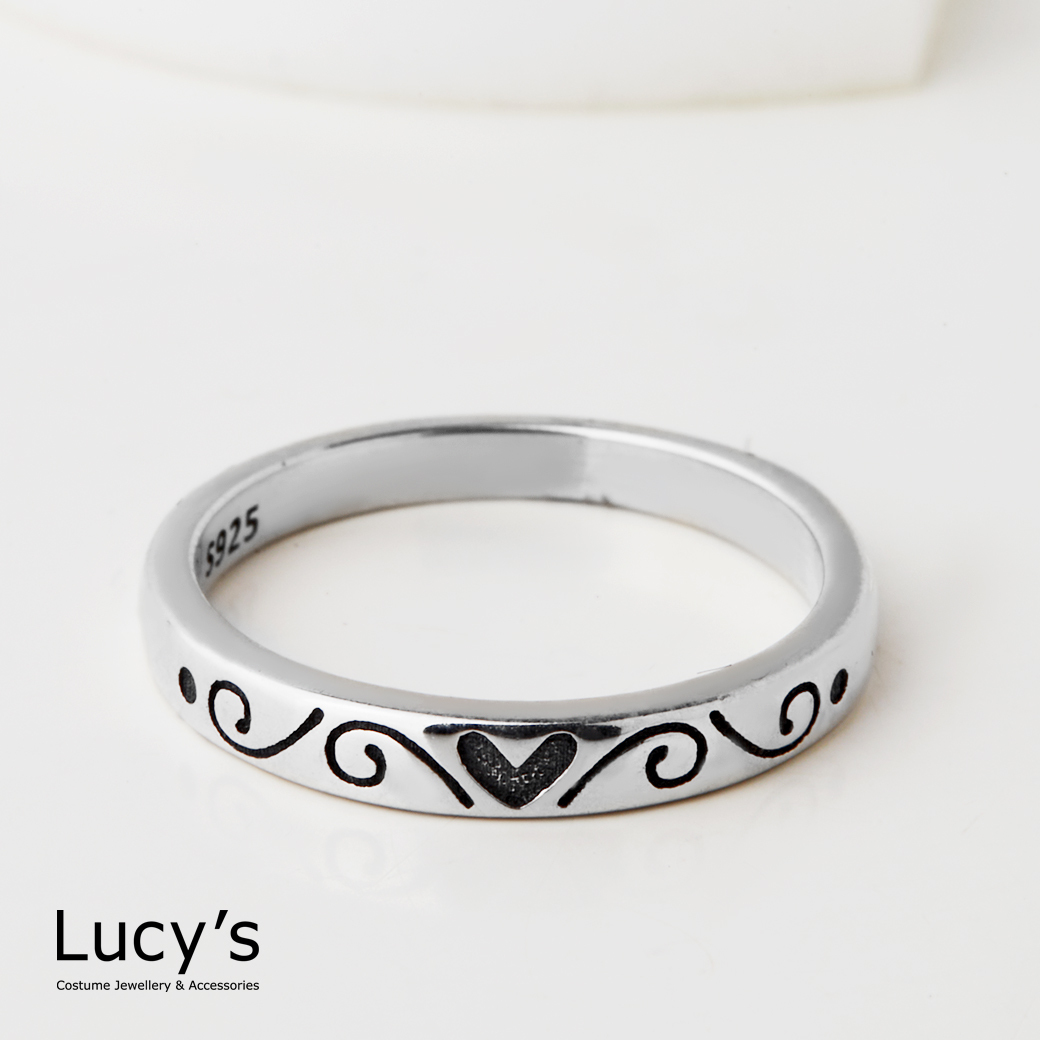 925純銀 愛心刻紋 尾戒 (126349)