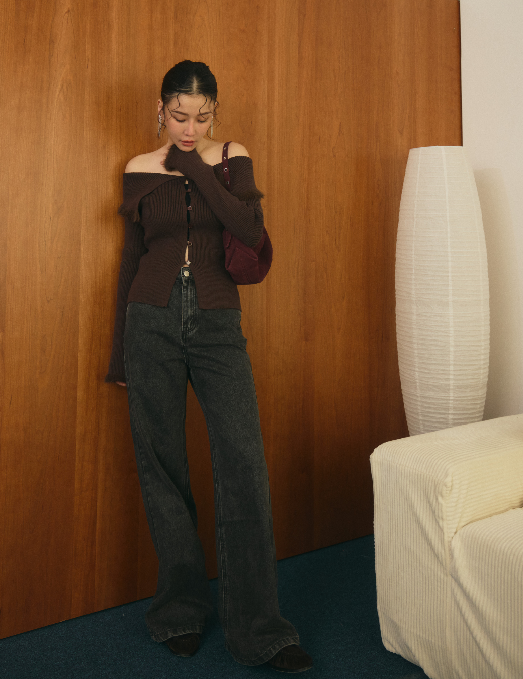 復古刷色牛仔喇叭褲（6尺寸）